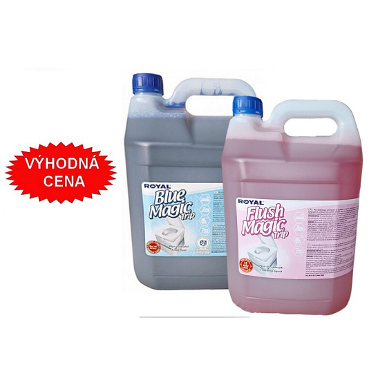 CENOVĚ VÝHODNÁ SADA Blue Magic TRIP 5 l + Flush Magic TRIP 5 l – chemie do chemického WC s lesní vůní
