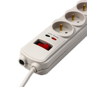 Prodlužovací kabel s přepěťovou ochranou, 3 m, 6 zásuvek, LED indikace,Powerton