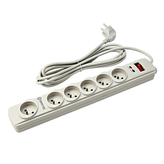 Prodlužovací kabel s přepěťovou ochranou, 3 m, 6 zásuvek, LED indikace,Powerton