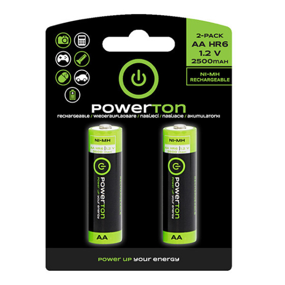 Powerton ,nabíjecí baterie, AA (HR6), 1.2V, 2500mAh, blistr, 2-pack