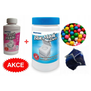 STARTOVACÍ BALÍČEK Blue Magic Aut Sachets BUBBLE GUM v dóze 20ks+FLUSH Magic 250ml 